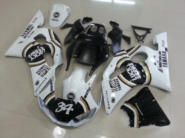 White Black 1998-2002 Yamaha YZF R6 Motorcycle Fairings