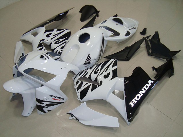 White Black 2005-2006 Honda CBR600RR Motorcycle Fairing White Black 2005-2006 Honda CBR600RR Motorcycle Fairing
