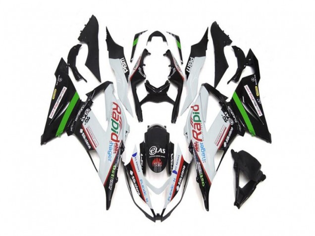 White Black 2013-2018 Kawasaki ZX6R Motorcycle Fairings White Black 2013-2018 Kawasaki ZX6R Motorcycle Fairings