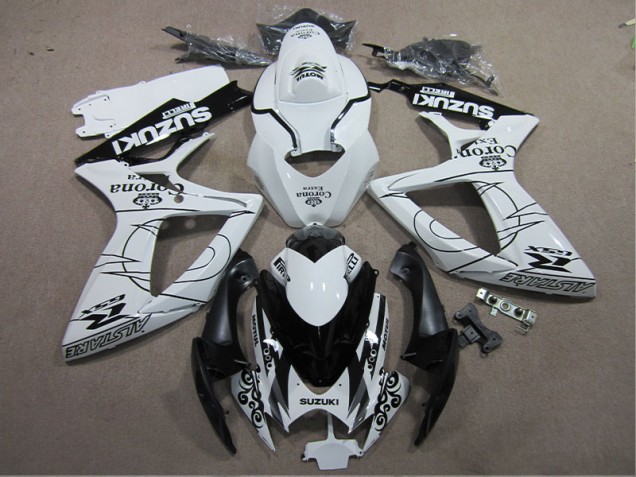 White Black Corona Extra 2006-2007 Suzuki GSXR 600 Motorcycle Fairings