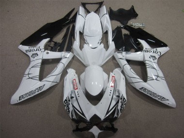 White Black Corona Extra Motul 2008-2010 Suzuki GSXR 600 Motorcycle Fairings