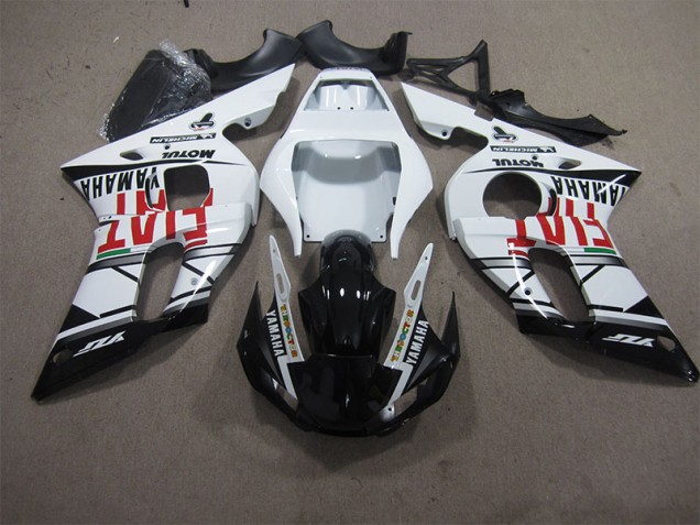 White Black Fiat 1998-2002 Yamaha YZF R6 Motorcycle Fairings White Black Fiat 1998-2002 Yamaha YZF R6 Motorcycle Fairings