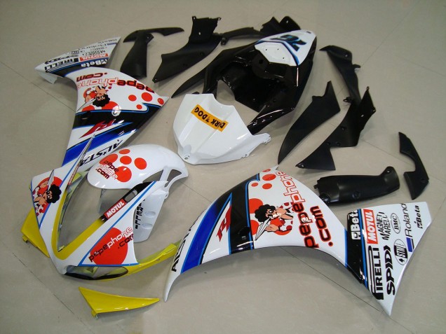 White Black Pepe Phone 2009-2011 Yamaha YZF R1 Motorcycle Fairings White Black Pepe Phone 2009-2011 Yamaha YZF R1 Motorcycle Fairings