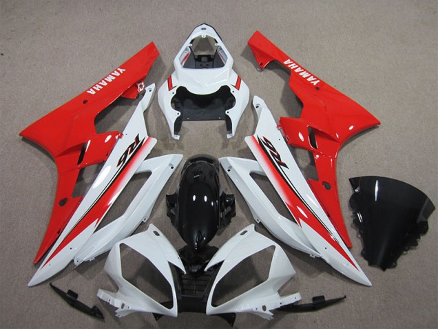 White Black Red 2006-2007 Yamaha YZF R6 Motorcycle Fairings White Black Red 2006-2007 Yamaha YZF R6 Motorcycle Fairings
