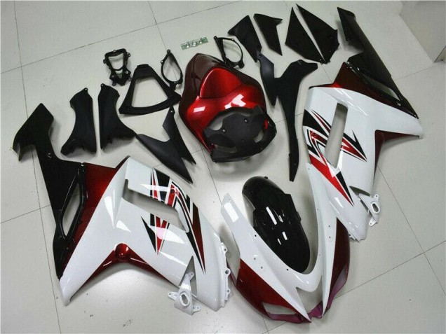 White Black Red 2007-2008 Kawasaki ZX6R Motorcycle Fairings White Black Red 2007-2008 Kawasaki ZX6R Motorcycle Fairings