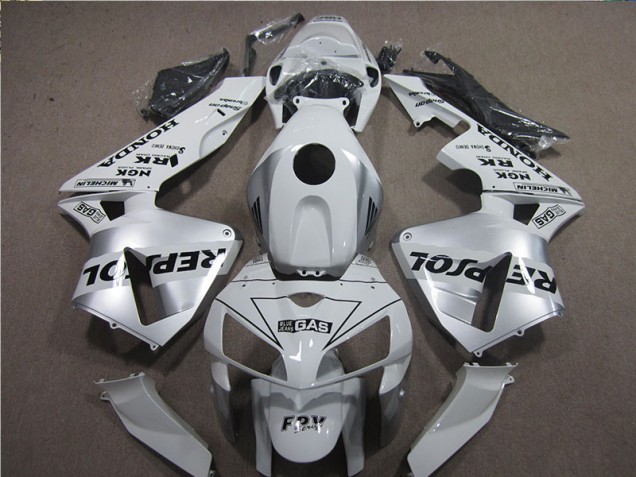 White Black Repsol 2005-2006 Honda CBR600RR Motorcycle Fairing White Black Repsol 2005-2006 Honda CBR600RR Motorcycle Fairing