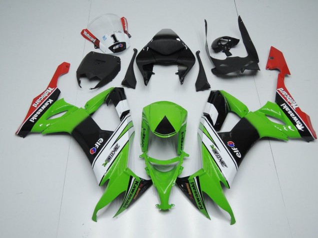 White Black and Green 2008-2010 Kawasaki ZX10R Motorcycle Fairings White Black and Green 2008-2010 Kawasaki ZX10R Motorcycle Fairings