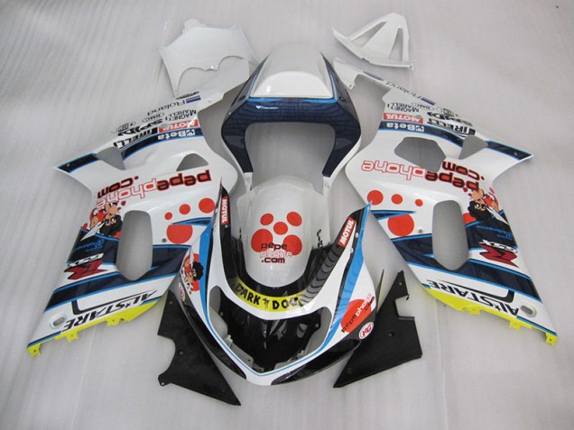 White Blue Dark Dog 2001-2003 Suzuki GSXR 600 Motorcycle Fairings