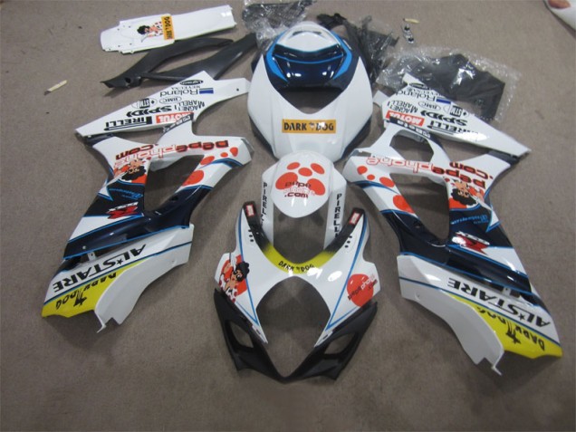 White Blue Dark Dog 2007-2008 Suzuki GSXR 1000 Motorcycle Fairings White Blue Dark Dog 2007-2008 Suzuki GSXR 1000 Motorcycle Fairings