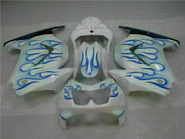 White Blue Flame 2008-2012 Kawasaki EX250 Motorcycle Fairings White Blue Flame 2008-2012 Kawasaki EX250 Motorcycle Fairings