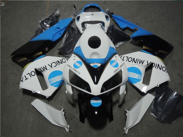 White Blue Konica Minolta 2005-2006 Honda CBR600RR Motorcycle Fairing White Blue Konica Minolta 2005-2006 Honda CBR600RR Motorcycle Fairing