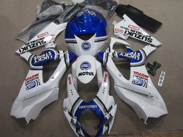 White Blue Lucky Strike Red Motul 2007-2008 Suzuki GSXR 1000 Motorcycle Fairings White Blue Lucky Strike Red Motul 2007-2008 Suzuki GSXR 1000 Motorcycle Fairings