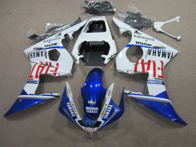 White Blue Motul Fiat 2003-2005 Yamaha YZF R6 Motorcycle Fairings White Blue Motul Fiat 2003-2005 Yamaha YZF R6 Motorcycle Fairings