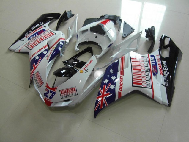 White Blue Red 2007-2014 Ducati 848 1098 1198 Motorcycle Fairings White Blue Red 2007-2014 Ducati 848 1098 1198 Motorcycle Fairings