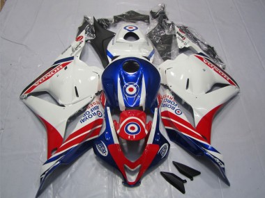 White Blue Red 2009-2012 Honda CBR600RR Motorcycle Fairings