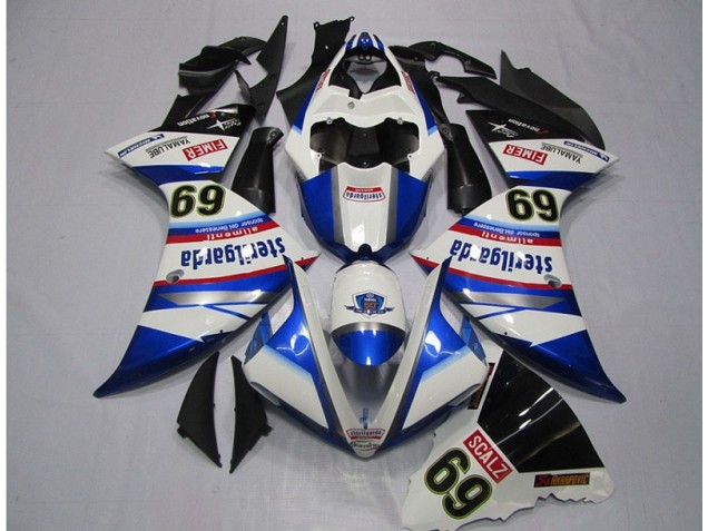 White Blue Sterilgarda SCALZ 69 2009-2011 Yamaha YZF R1 Motorcycle Fairings White Blue Sterilgarda SCALZ 69 2009-2011 Yamaha YZF R1 Motorcycle Fairings