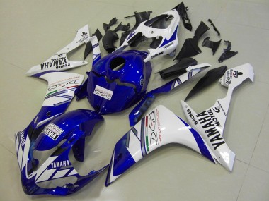 White Blue Tri Colour 2007-2008 Yamaha YZF R1 Motorcycle Fairings