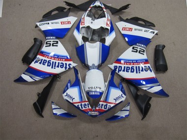 White Blue Volvo Sterilgarda 25 2012-2014 Yamaha YZF R1 Motorcycle Fairings