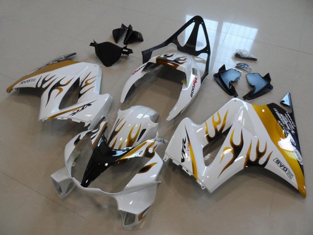 White Gold Black Flame 2002-2013 Honda VFR800 Motorcycle Fairings White Gold Black Flame 2002-2013 Honda VFR800 Motorcycle Fairings