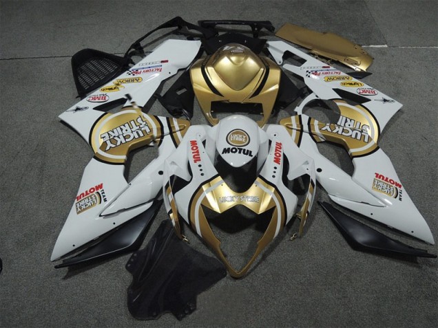 White Gold Lucky Strike Motul 2005-2006 Suzuki GSXR 1000 Motorcycle Fairings White Gold Lucky Strike Motul 2005-2006 Suzuki GSXR 1000 Motorcycle Fairings