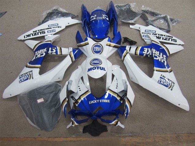 White Lucky Strike Blue Motul 2008-2010 Suzuki GSXR 600 Motorcycle Fairings White Lucky Strike Blue Motul 2008-2010 Suzuki GSXR 600 Motorcycle Fairings