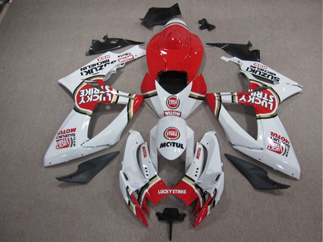 White Lucky Strike Red Motul 2005-2006 Suzuki GSXR 1000 Motorcycle Fairings White Lucky Strike Red Motul 2005-2006 Suzuki GSXR 1000 Motorcycle Fairings