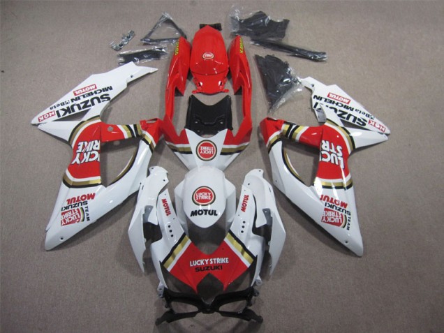 White Lucky Strike Red Motul 2008-2010 Suzuki GSXR 600 Motorcycle Fairings White Lucky Strike Red Motul 2008-2010 Suzuki GSXR 600 Motorcycle Fairings