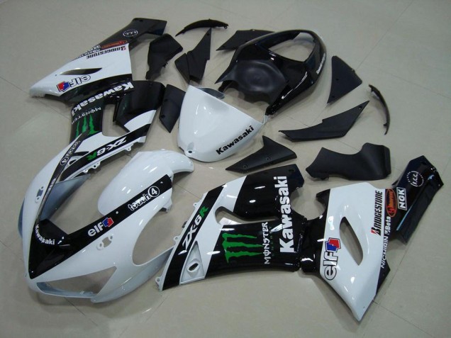 White Monster 2005-2006 Kawasaki ZX6R Motorcycle Fairings White Monster 2005-2006 Kawasaki ZX6R Motorcycle Fairings