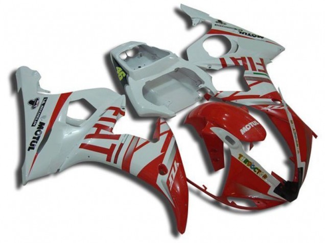 White Motul Red Fiat 2003-2005 Yamaha YZF R6 Motorcycle Fairings White Motul Red Fiat 2003-2005 Yamaha YZF R6 Motorcycle Fairings