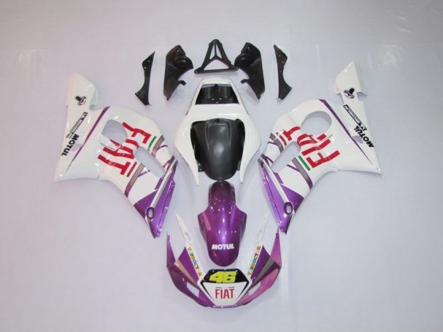 White Purple Fiat 46 1998-2002 Yamaha YZF R6 Motorcycle Fairings White Purple Fiat 46 1998-2002 Yamaha YZF R6 Motorcycle Fairings