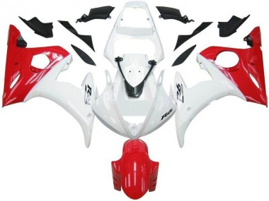 White Red 2003-2005 Yamaha YZF R6 Motorcycle Fairings