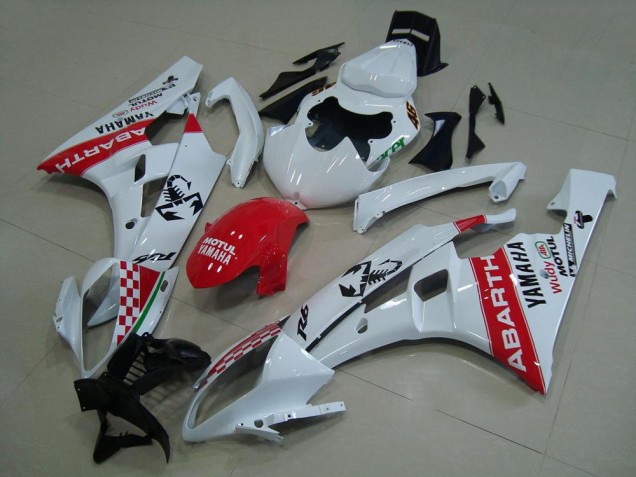 White Red Abarth 2006-2007 Yamaha YZF R6 Motorcycle Fairings