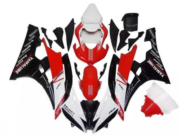 White Red Black 2006-2007 Yamaha YZF R6 Motorcycle Fairing White Red Black 2006-2007 Yamaha YZF R6 Motorcycle Fairing