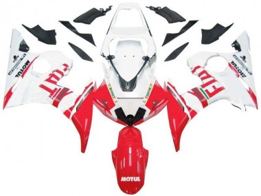 White Red Fiat 2003-2005 Yamaha YZF R6 Motorcycle Fairings