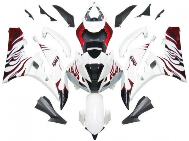 White Red Flame 2006-2007 Yamaha YZF R6 Motorcycle Fairings White Red Flame 2006-2007 Yamaha YZF R6 Motorcycle Fairings