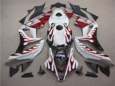 White Red Flame SHARK 2004-2005 Honda CBR1000RR Motorcycle Fairings
