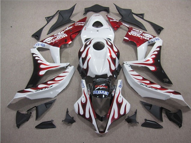 White Red Flame SHARK 2007-2008 Honda CBR600RR Motorcycle Fairings White Red Flame SHARK 2007-2008 Honda CBR600RR Motorcycle Fairings
