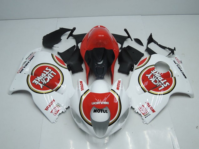 White Red Lucky Strike Motul 1996-2007 Suzuki GSXR 1300 Hayabusa Motorcycle Fairings White Red Lucky Strike Motul 1996-2007 Suzuki GSXR 1300 Hayabusa Motorcycle Fairings