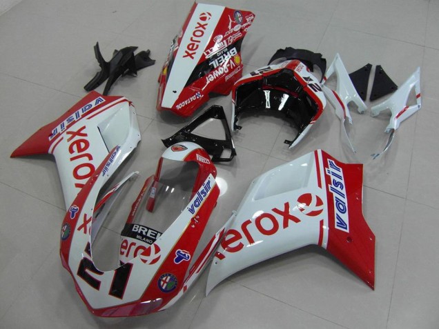White Red Xerox 2007-2014 Ducati 848 1098 1198 Motorcycle Fairing White Red Xerox 2007-2014 Ducati 848 1098 1198 Motorcycle Fairing
