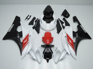 White Red and Matte Black 2006-2007 Yamaha YZF R6 Motorcycle Fairings