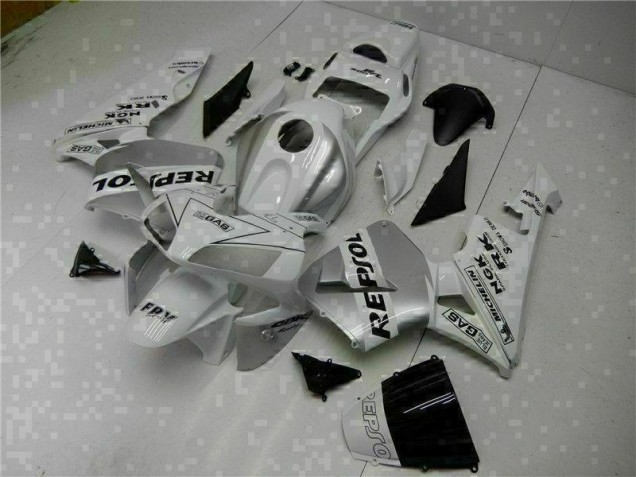 White Repsol 2003-2004 Honda CBR600RR Motorcycle Fairing White Repsol 2003-2004 Honda CBR600RR Motorcycle Fairing