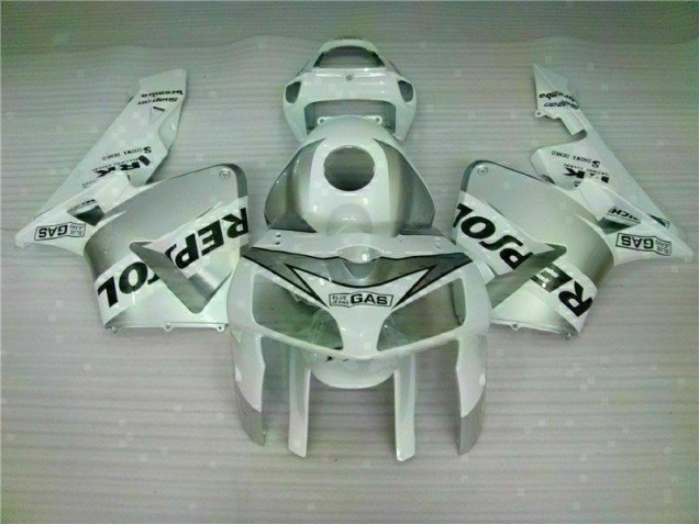 White Repsol 2005-2006 Honda CBR600RR Motorcycle Fairing White Repsol 2005-2006 Honda CBR600RR Motorcycle Fairing