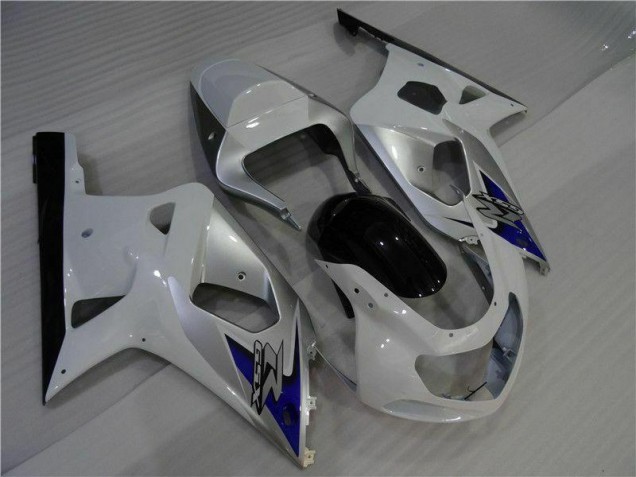 White Silver 2001-2003 Suzuki GSXR 600/750 Motorcycle Fairings White Silver 2001-2003 Suzuki GSXR 600/750 Motorcycle Fairings