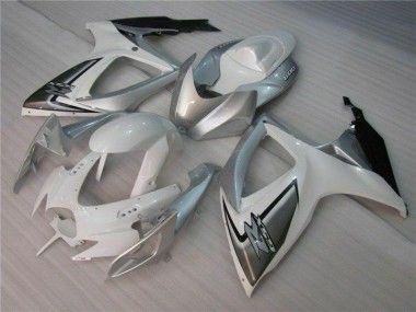White Silver 2006-2007 Suzuki GSXR 600/750 Full Motorcycle Fairing Kits