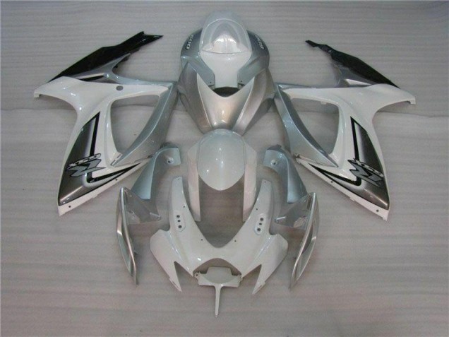 White Silver 2006-2007 Suzuki GSXR 600/750 Motorcycle Fairing White Silver 2006-2007 Suzuki GSXR 600/750 Motorcycle Fairing