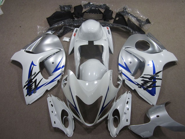 White Silver Blue 2008-2019 Suzuki GSXR 1300 Hayabusa Motorcycle Fairings White Silver Blue 2008-2019 Suzuki GSXR 1300 Hayabusa Motorcycle Fairings