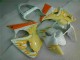 White Yellow Flame 2000-2002 Kawasaki ZX6R Motorcycle Fairings