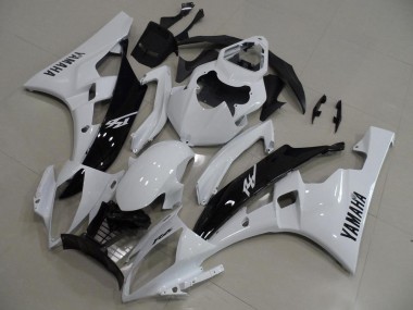 White and Black 2006-2007 Yamaha YZF R6 Motorcycle Fairings