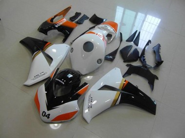 White and Black and Orange Race 2008-2011 Honda CBR1000RR Motorcycle Fairings