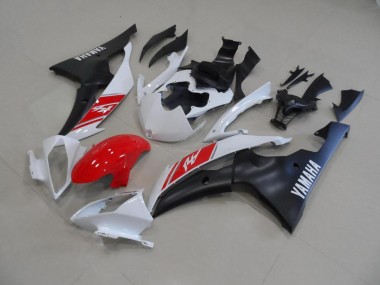 White and Matte Black 2008-2016 Yamaha YZF R6 Motorcycle Fairings